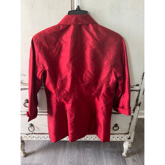 Lafayette 148 size 4 petite red silk blazer jacket - Picture 3 of 4
